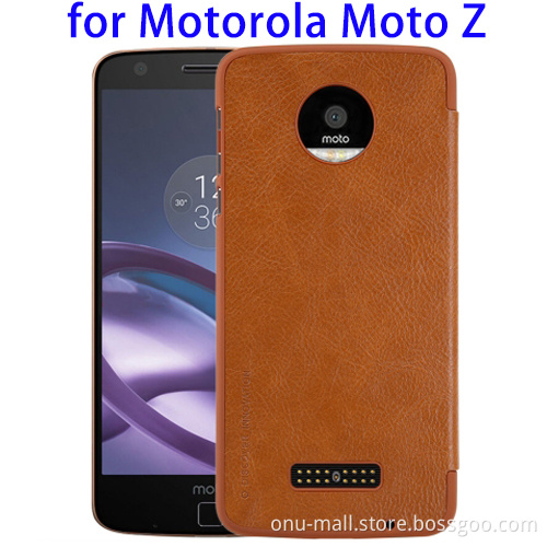 NILLKIN Flip Cover Case for Motorola Moto Z, Window Leather Case for Motorola Moto Z